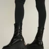 Damskie Carinii Czarne Botki Damskie | Jesienne*Czarne botki na koturnie --B9752-E50-000-000-E67