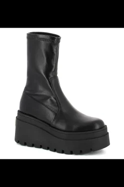 Damskie Carinii Czarne Botki Damskie | Jesienne*Czarne botki na koturnie --B9752-E50-000-000-E67