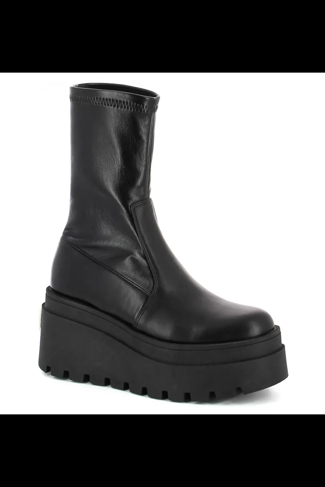 Damskie Carinii Czarne Botki Damskie | Jesienne*Czarne botki na koturnie --B9752-E50-000-000-E67