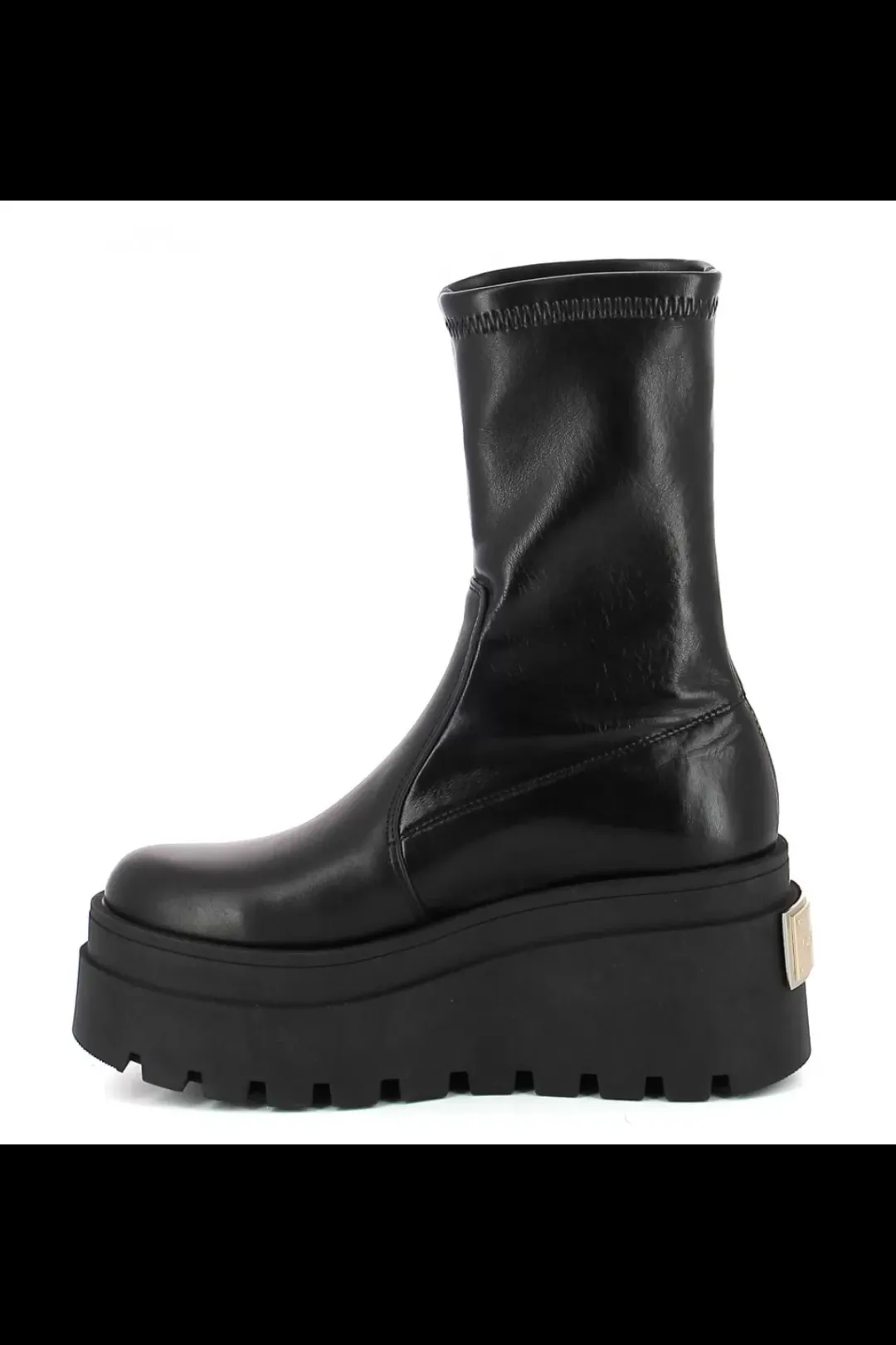Damskie Carinii Czarne Botki Damskie | Jesienne*Czarne botki na koturnie --B9752-E50-000-000-E67