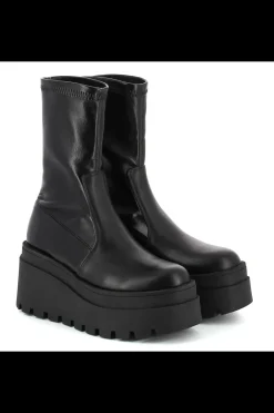 Damskie Carinii Czarne Botki Damskie | Jesienne*Czarne botki na koturnie --B9752-E50-000-000-E67