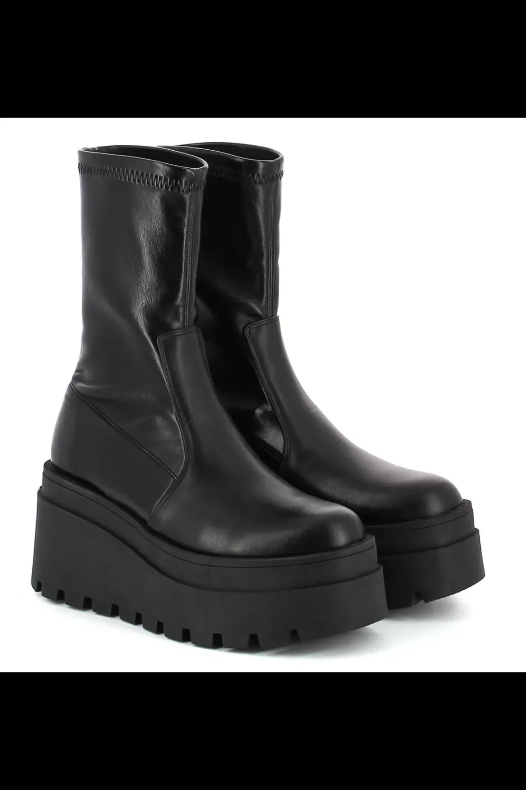 Damskie Carinii Czarne Botki Damskie | Jesienne*Czarne botki na koturnie --B9752-E50-000-000-E67