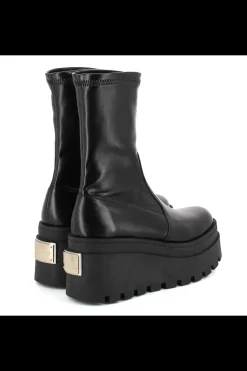 Damskie Carinii Czarne Botki Damskie | Jesienne*Czarne botki na koturnie --B9752-E50-000-000-E67