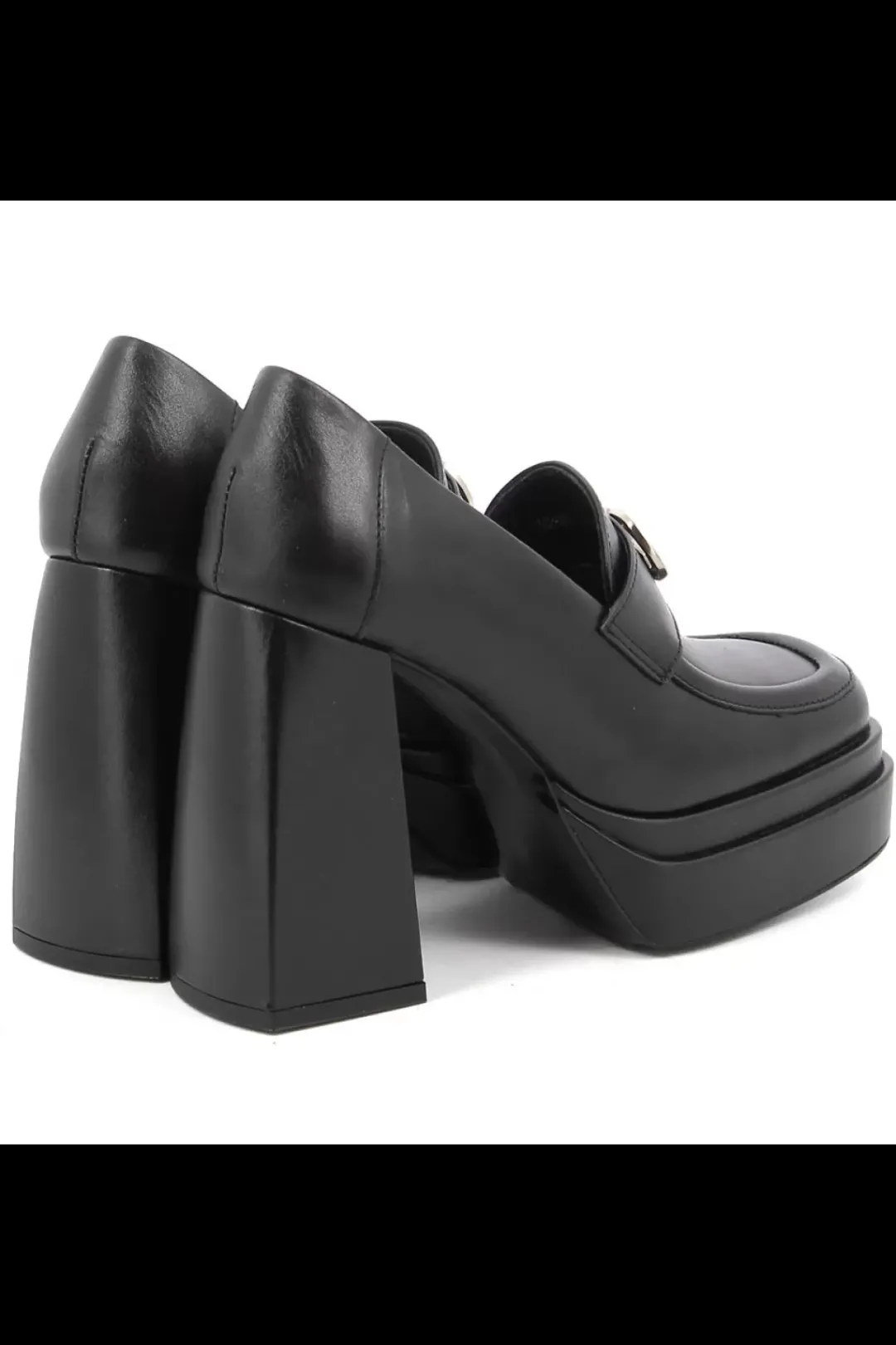 Damskie Carinii Czarne Półbuty Damskie | Eleganckie*Czarne mokasyny na obcasie --B9292-E50-000-000-G09
