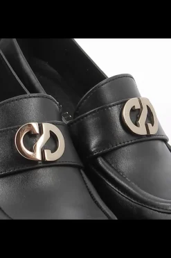 Damskie Carinii Czarne Półbuty Damskie | Eleganckie*Czarne mokasyny na obcasie --B9292-E50-000-000-G09