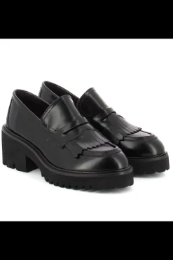 Damskie Carinii Eleganckie | Na Obcasie*Czarne mokasyny z ozdobą --B10228-E50-000-000-000