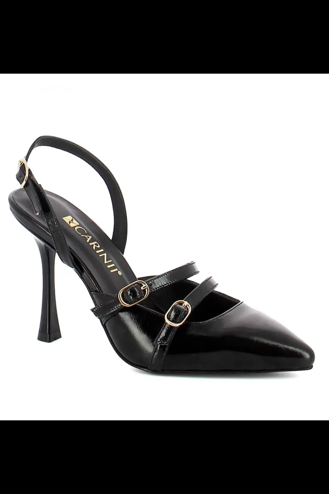 Damskie Carinii Czarne Półbuty Damskie | Eleganckie*Czarne skórzane czółenka --B9966-037-000-000-000
