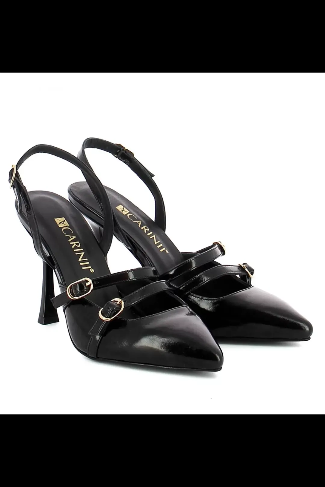 Damskie Carinii Czarne Półbuty Damskie | Eleganckie*Czarne skórzane czółenka --B9966-037-000-000-000