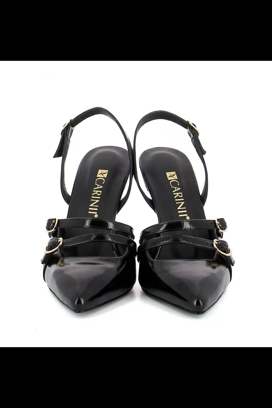 Damskie Carinii Czarne Półbuty Damskie | Eleganckie*Czarne skórzane czółenka --B9966-037-000-000-000