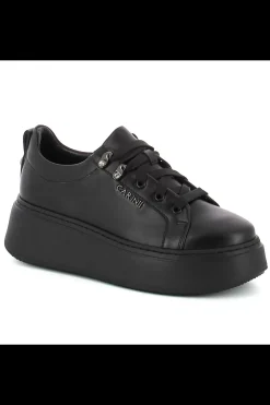 Damskie Carinii Skórzane Sneakersy Damskie | Na Platformie*Czarne skórzane sneakersy --B8939-E50-000-000-F69