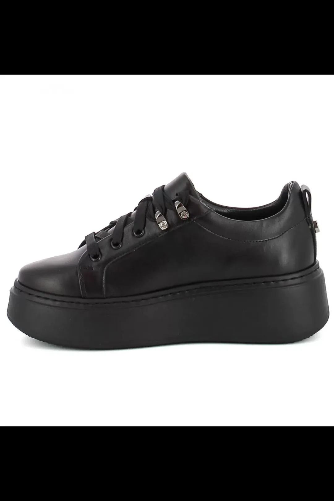 Damskie Carinii Skórzane Sneakersy Damskie | Na Platformie*Czarne skórzane sneakersy --B8939-E50-000-000-F69