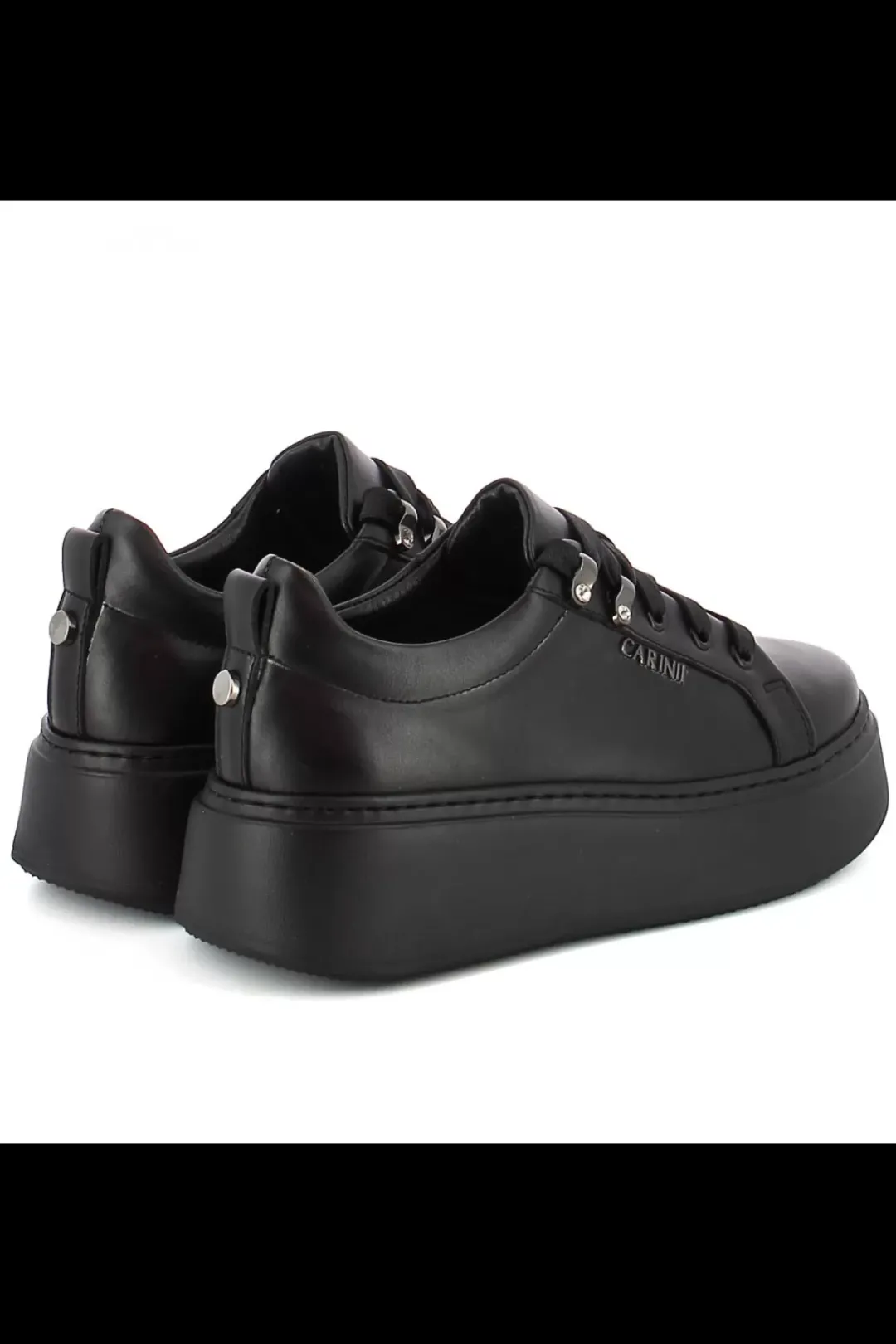 Damskie Carinii Skórzane Sneakersy Damskie | Na Platformie*Czarne skórzane sneakersy --B8939-E50-000-000-F69