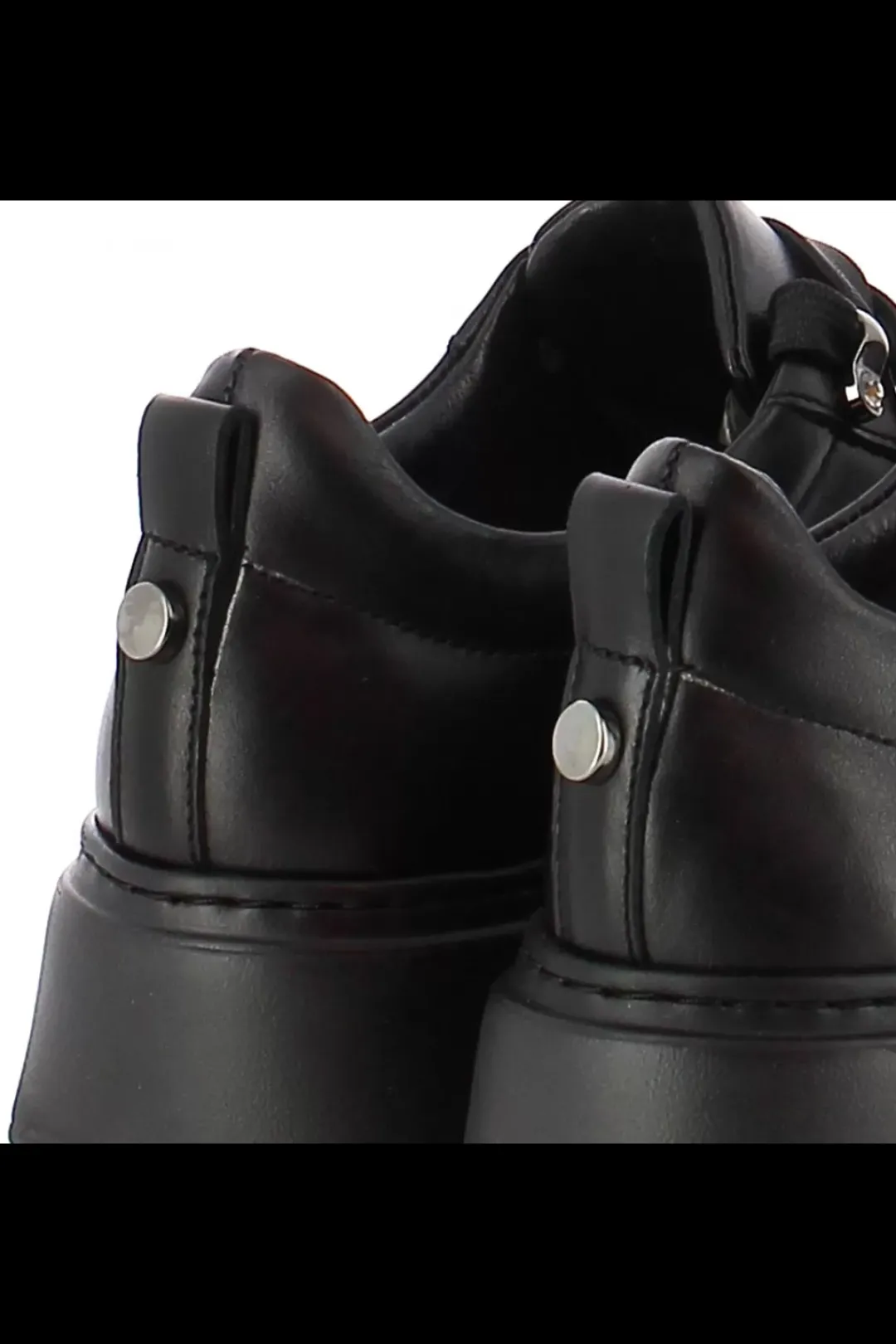 Damskie Carinii Skórzane Sneakersy Damskie | Na Platformie*Czarne skórzane sneakersy --B8939-E50-000-000-F69