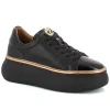 Damskie Carinii Skórzane Sneakersy Damskie | Czarne Sneakersy Damskie*Czarne sneakersy lakierowane --B10223Z-E50-000-000-000