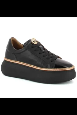 Damskie Carinii Skórzane Sneakersy Damskie | Czarne Sneakersy Damskie*Czarne sneakersy lakierowane --B10223Z-E50-000-000-000