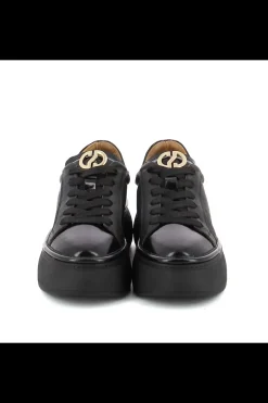 Damskie Carinii Skórzane Sneakersy Damskie | Czarne Sneakersy Damskie*Czarne sneakersy lakierowane --B10223-E50-000-000-000