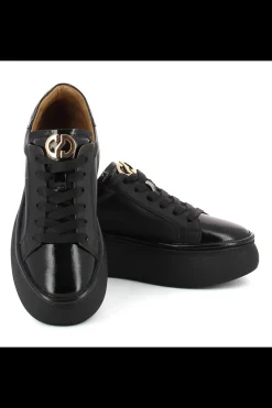 Damskie Carinii Skórzane Sneakersy Damskie | Czarne Sneakersy Damskie*Czarne sneakersy lakierowane --B10223-E50-000-000-000