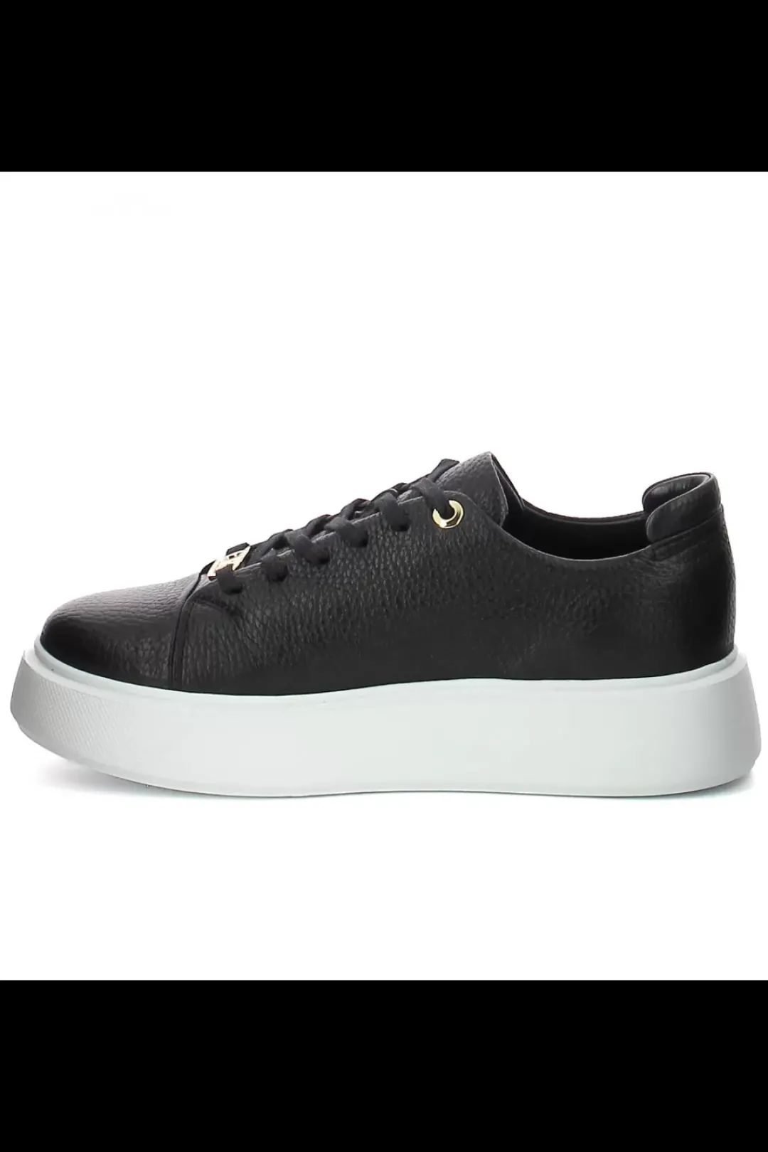 Damskie Carinii Skórzane Sneakersy Damskie | Na Platformie*Czarne sneakersy na białej platformie --B9970-353-000-000-000