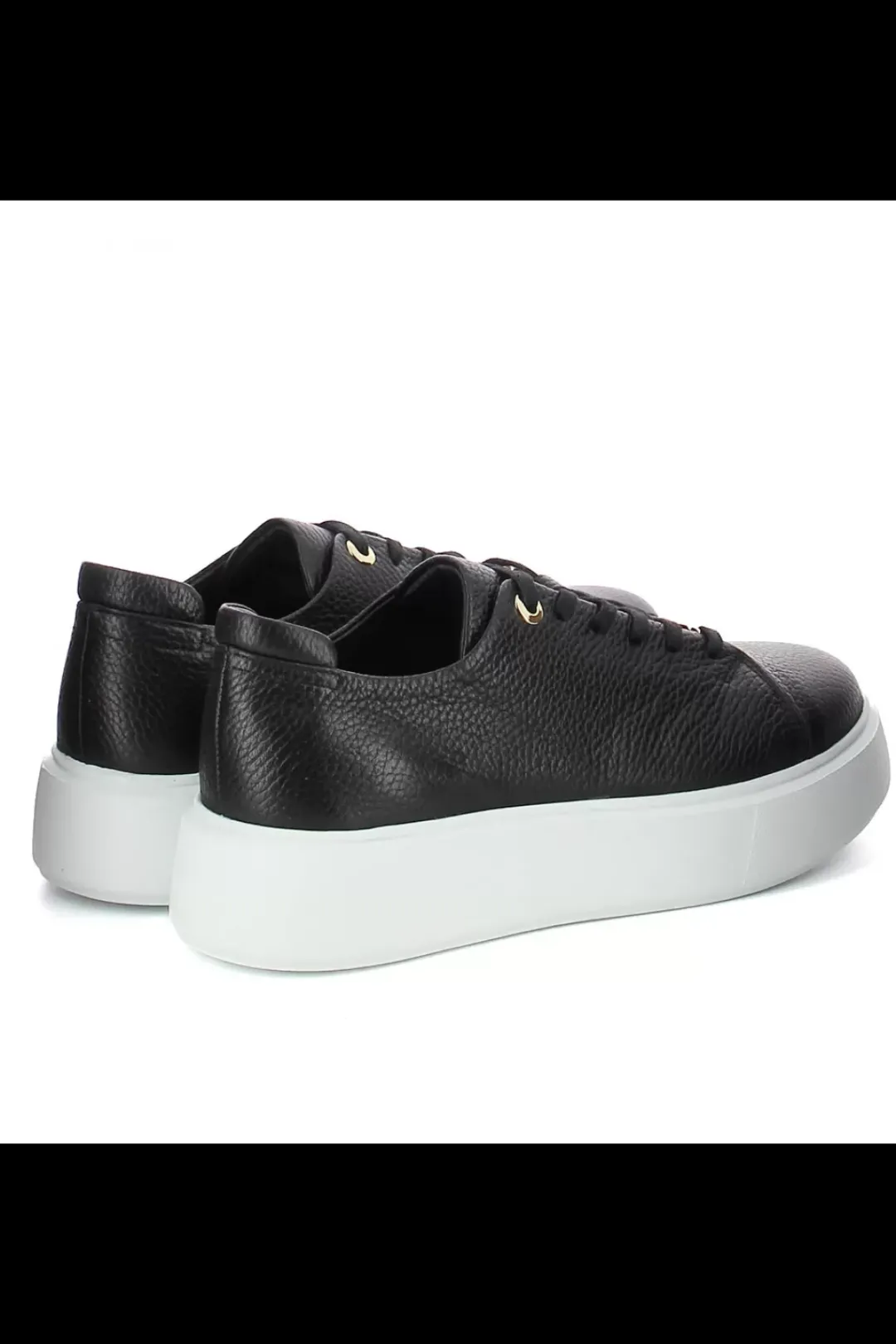 Damskie Carinii Skórzane Sneakersy Damskie | Na Platformie*Czarne sneakersy na białej platformie --B9970-353-000-000-000