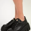 Damskie Carinii Na Platformie | Czarne Sneakersy Damskie*Czarne sneakersy na platformie --B10076-E50-000-000-000