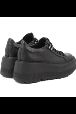 Damskie Carinii Skórzane Sneakersy Damskie | Na Platformie*Czarne sneakersy na platformie --B9302-J23-000-000-G36