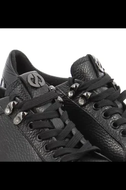 Damskie Carinii Skórzane Sneakersy Damskie | Na Platformie*Czarne sneakersy na platformie --B9302-J23-000-000-G36