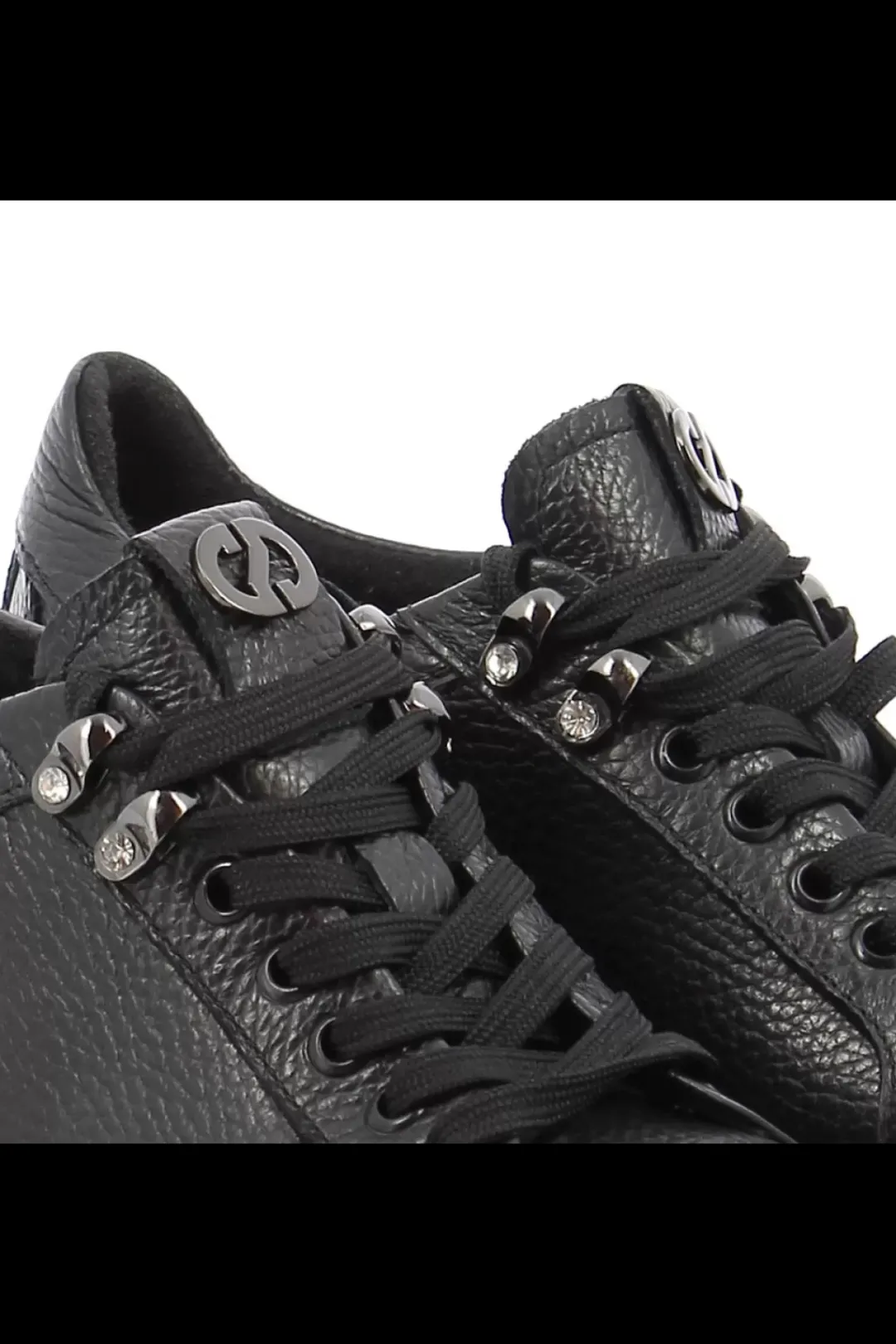 Damskie Carinii Skórzane Sneakersy Damskie | Na Platformie*Czarne sneakersy na platformie --B9302-J23-000-000-G36