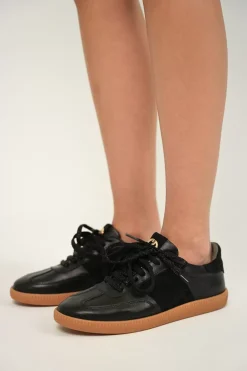 Damskie Carinii Skórzane Sneakersy Damskie | Czarne Sneakersy Damskie*Czarne sneakersy skórzane --B10331-E50-000-000-000