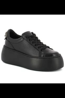 Damskie Carinii Skórzane Sneakersy Damskie | Czarne Sneakersy Damskie*Czarne sneakersy skórzane --B9040-J23-000-000-G23