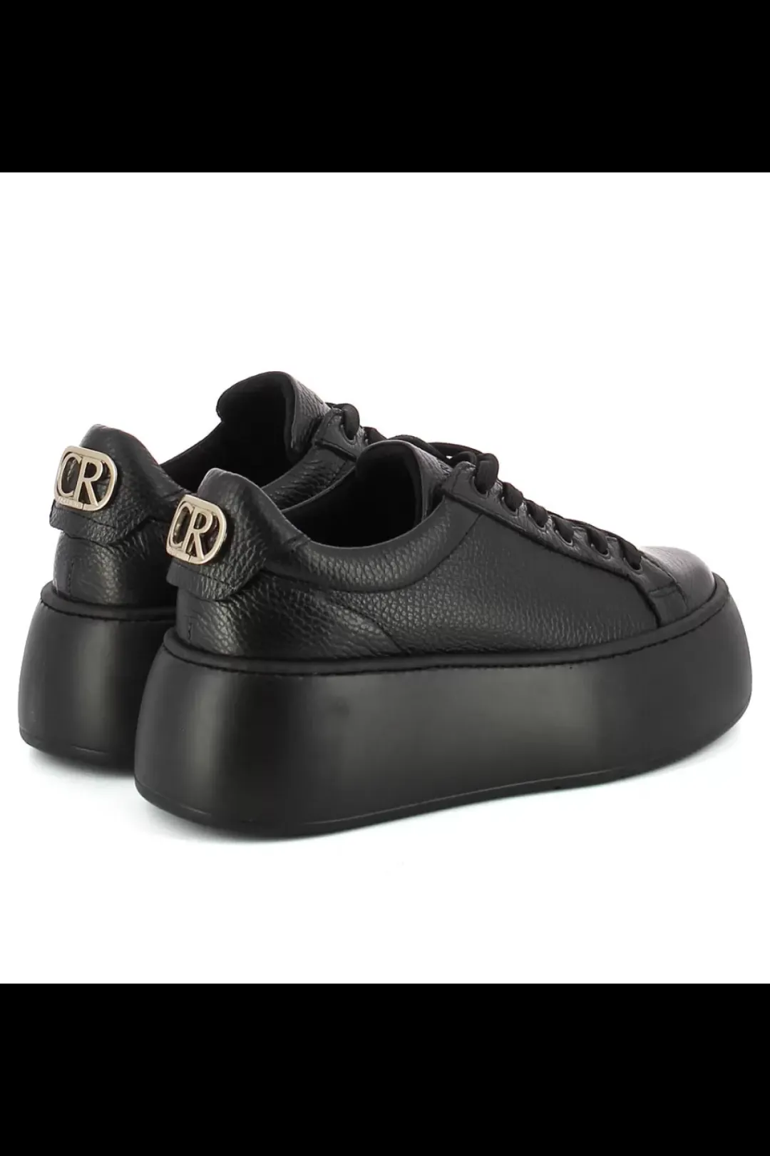 Damskie Carinii Skórzane Sneakersy Damskie | Czarne Sneakersy Damskie*Czarne sneakersy skórzane --B9040-J23-000-000-G23