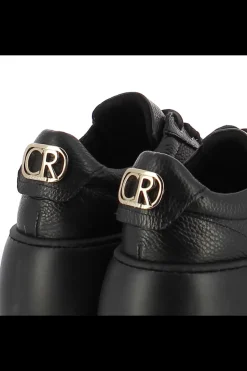 Damskie Carinii Skórzane Sneakersy Damskie | Czarne Sneakersy Damskie*Czarne sneakersy skórzane --B9040-J23-000-000-G23