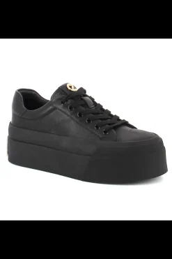 Damskie Carinii Skórzane Sneakersy Damskie | Czarne Sneakersy Damskie*Czarne sneakersy z ozdobą --B10032-353-000-000-000
