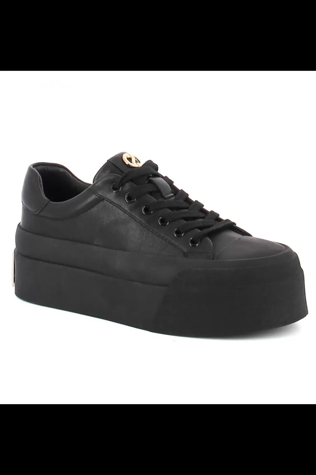 Damskie Carinii Skórzane Sneakersy Damskie | Czarne Sneakersy Damskie*Czarne sneakersy z ozdobą --B10032-353-000-000-000