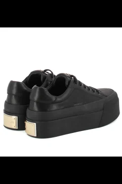 Damskie Carinii Skórzane Sneakersy Damskie | Czarne Sneakersy Damskie*Czarne sneakersy z ozdobą --B10032-353-000-000-000