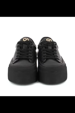 Damskie Carinii Skórzane Sneakersy Damskie | Czarne Sneakersy Damskie*Czarne sneakersy z ozdobą --B10032-353-000-000-000