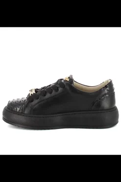 Damskie Carinii Skórzane Sneakersy Damskie | Czarne Sneakersy Damskie*Czarne sneakersy z ozdobami --B10222-E50-000-000-000
