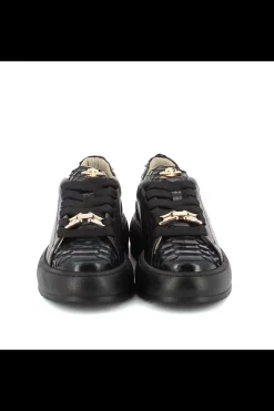Damskie Carinii Skórzane Sneakersy Damskie | Czarne Sneakersy Damskie*Czarne sneakersy z ozdobami --B10222-E50-000-000-000