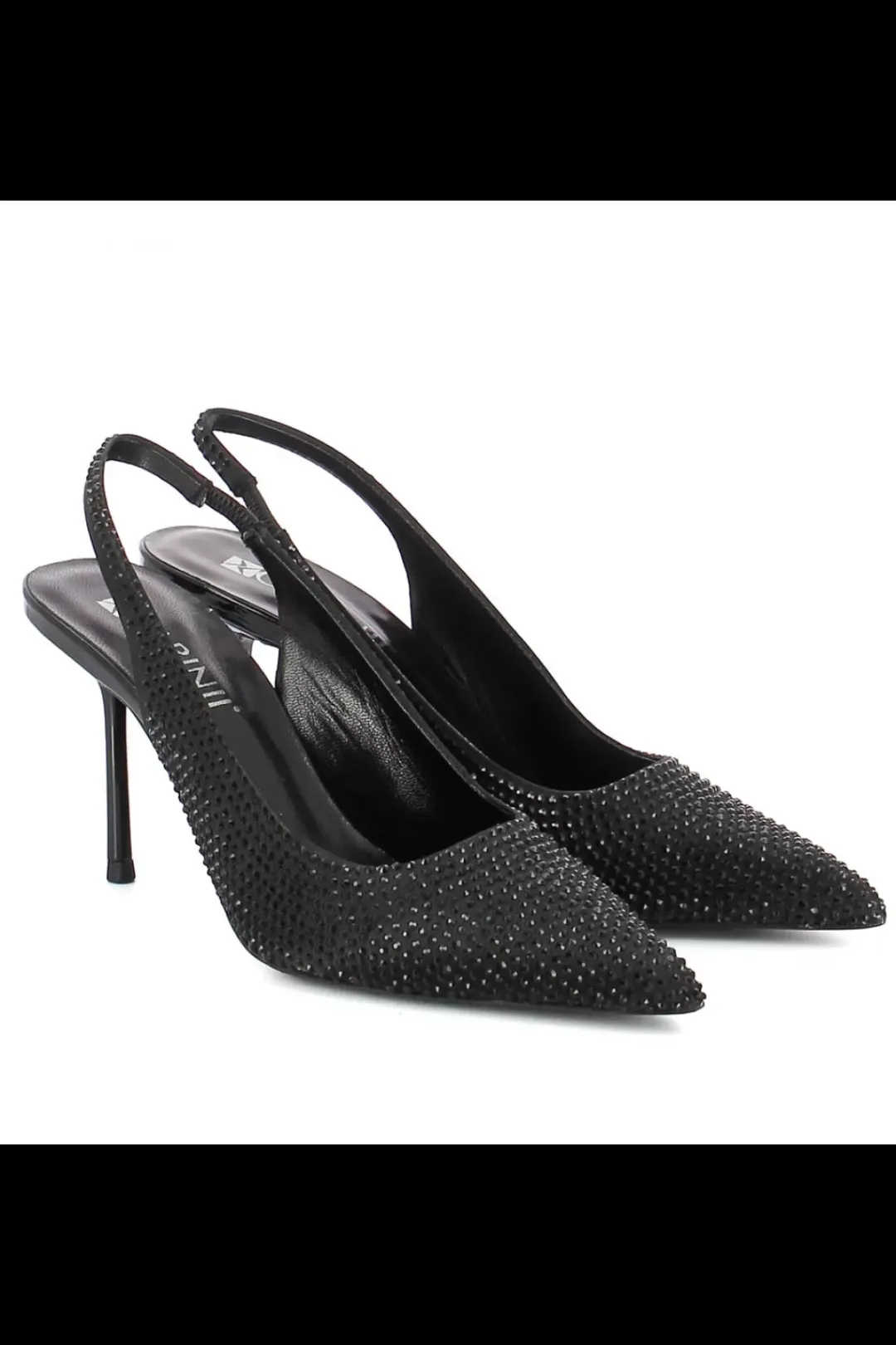 Damskie Carinii Czarne Półbuty Damskie | Eleganckie*Czółenka czarne z cyrkoniami --B6464-353-000-000-000