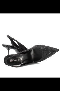 Damskie Carinii Czarne Półbuty Damskie | Eleganckie*Czółenka czarne z cyrkoniami --B6464-353-000-000-000
