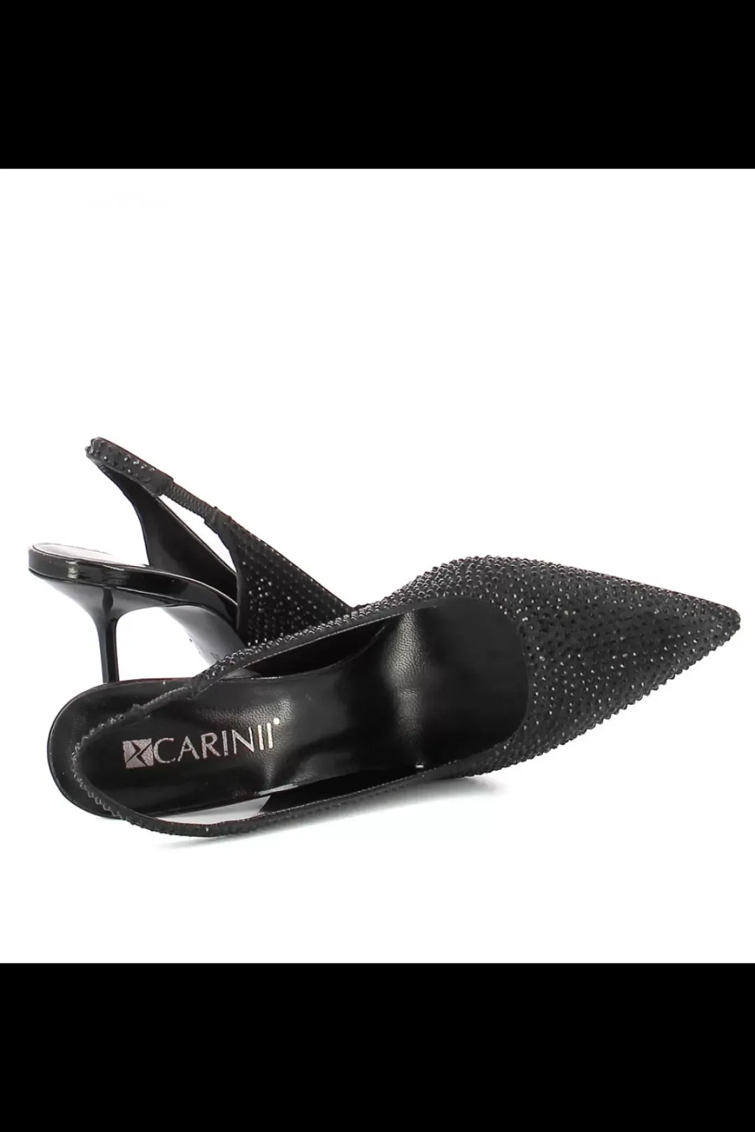 Damskie Carinii Czarne Półbuty Damskie | Eleganckie*Czółenka czarne z cyrkoniami --B6464-353-000-000-000