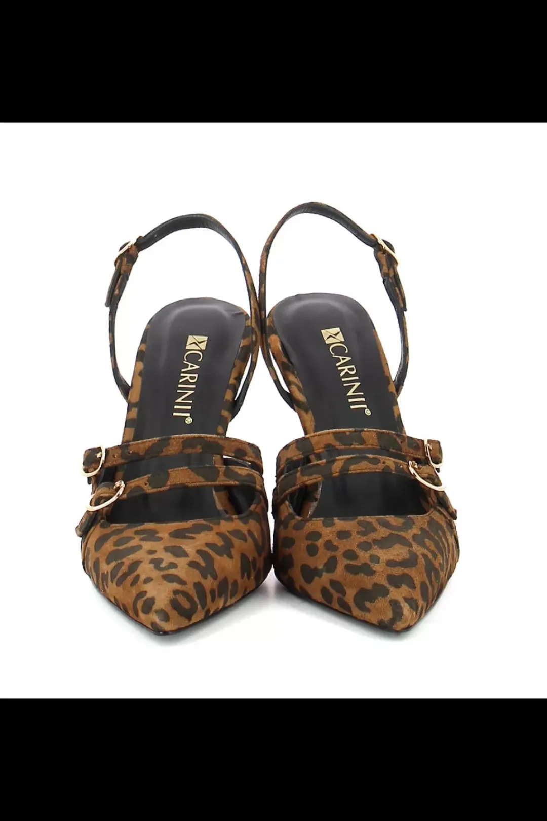 Carinii Z Paskiem*Czółenka damskie w panterkę --B9966-M60-000-000-000
