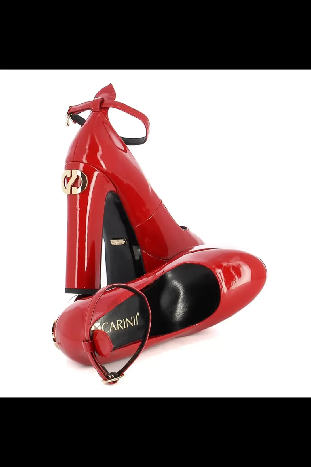 Damskie Carinii Eleganckie | Na Obcasie*Czerwone czółenka na słupku --B9295-203-000-000-G17