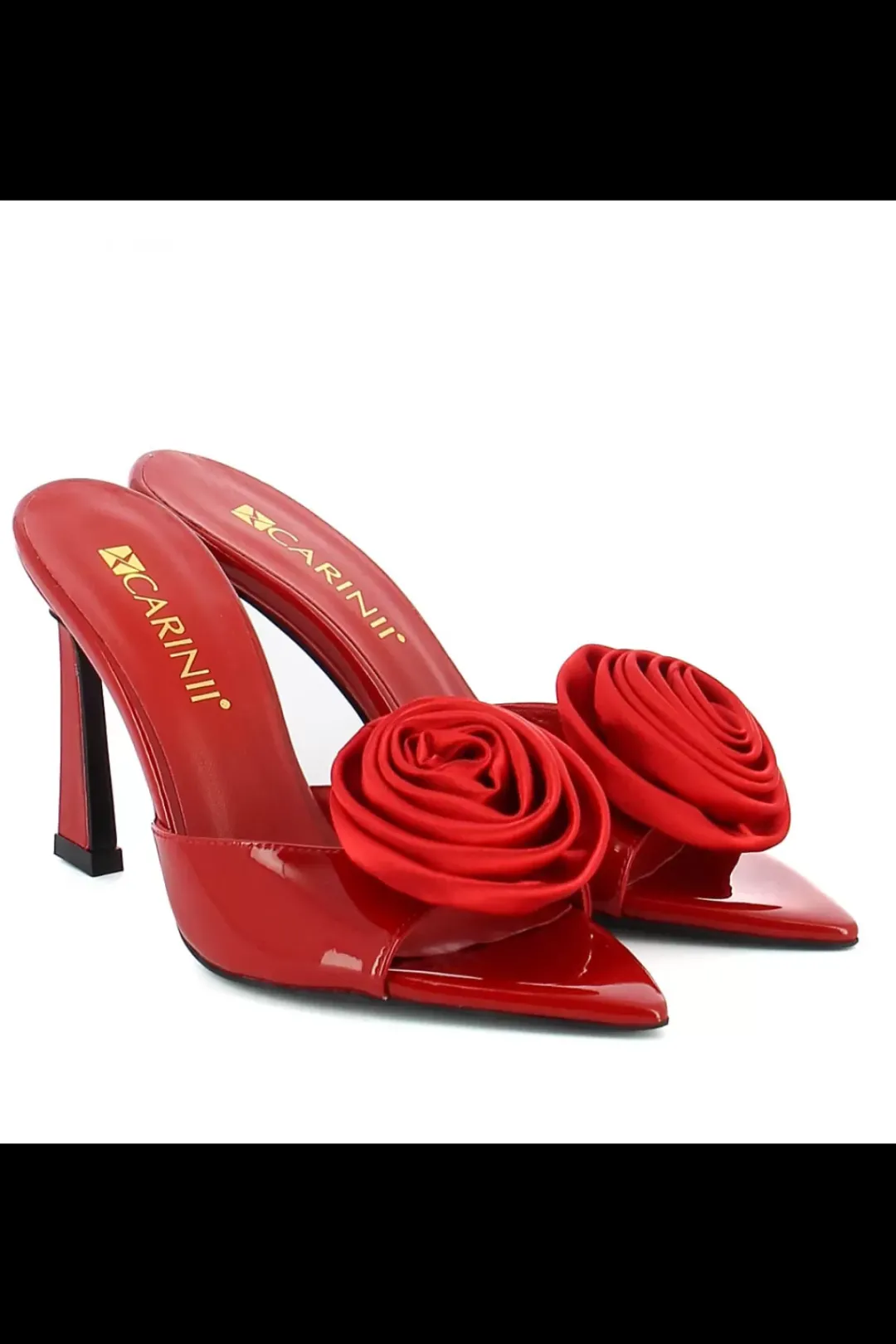 Carinii Na Obcasie | Eleganckie*Czerwone klapki na obcasie z ozdobą --B10279-203-000-000-000