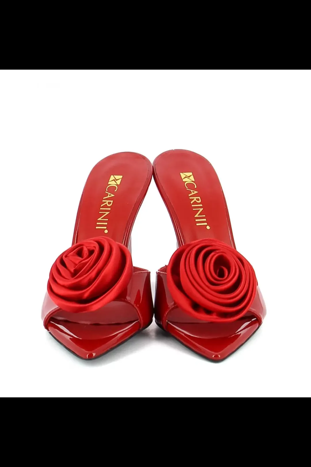 Carinii Na Obcasie | Eleganckie*Czerwone klapki na obcasie z ozdobą --B10279-203-000-000-000