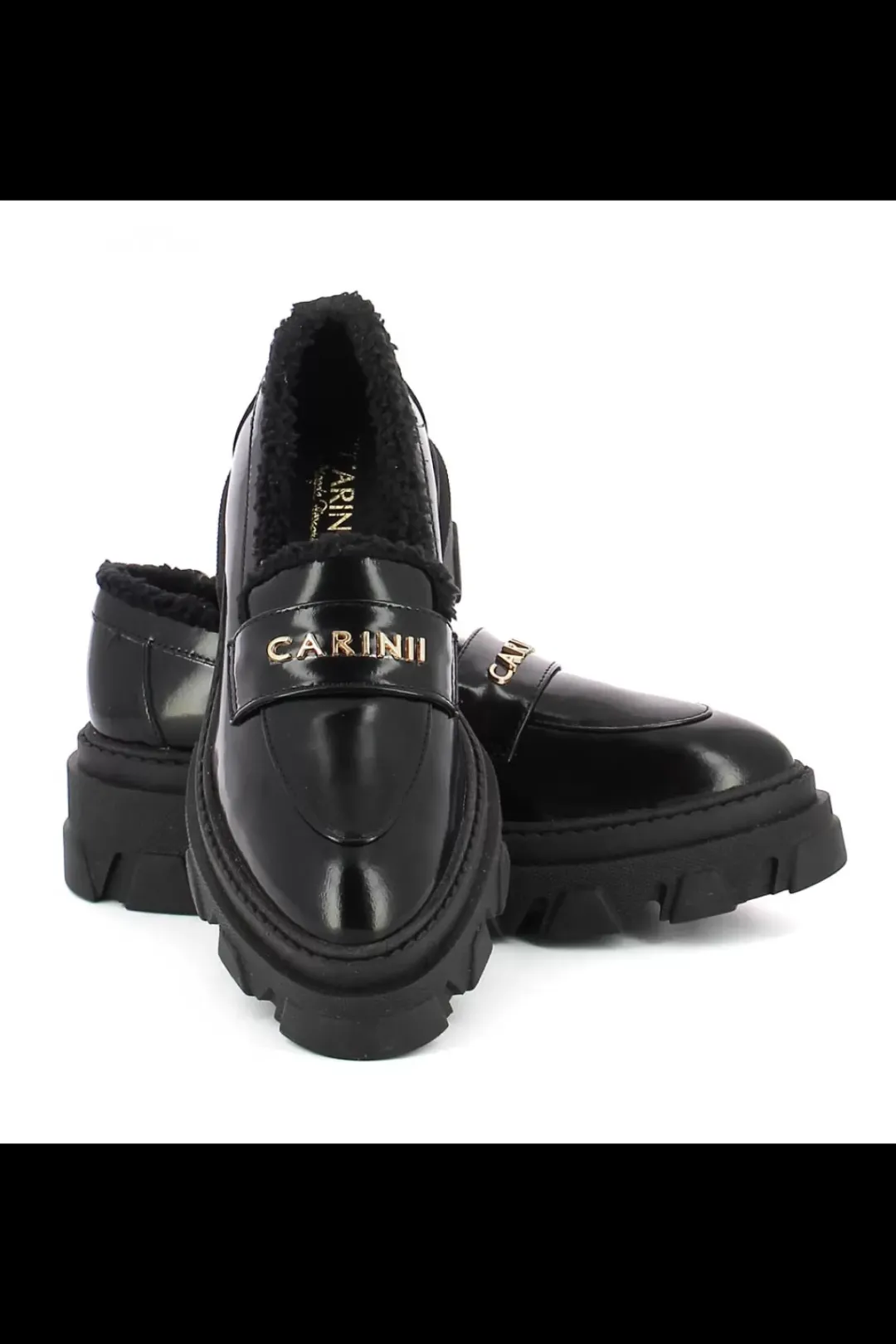 Damskie Carinii Czarne Półbuty Damskie | Eleganckie*Mokasyny damskie z futerkiem --B8172-K41-000-000-F12