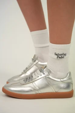 Damskie Carinii Skórzane Sneakersy Damskie*Srebrne sneakersy skórzane --B10331-080-000-000-000