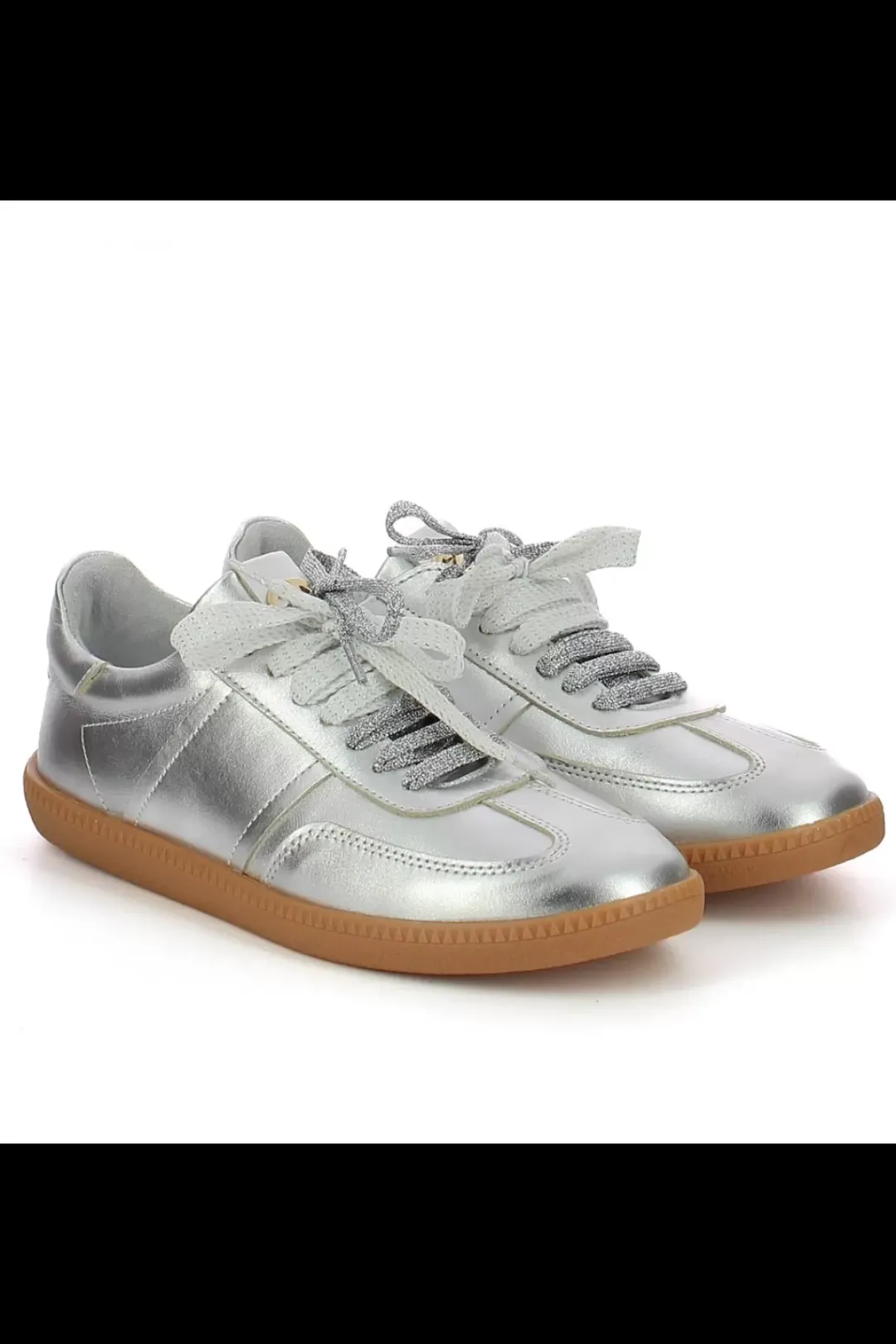 Damskie Carinii Skórzane Sneakersy Damskie*Srebrne sneakersy skórzane --B10331-080-000-000-000