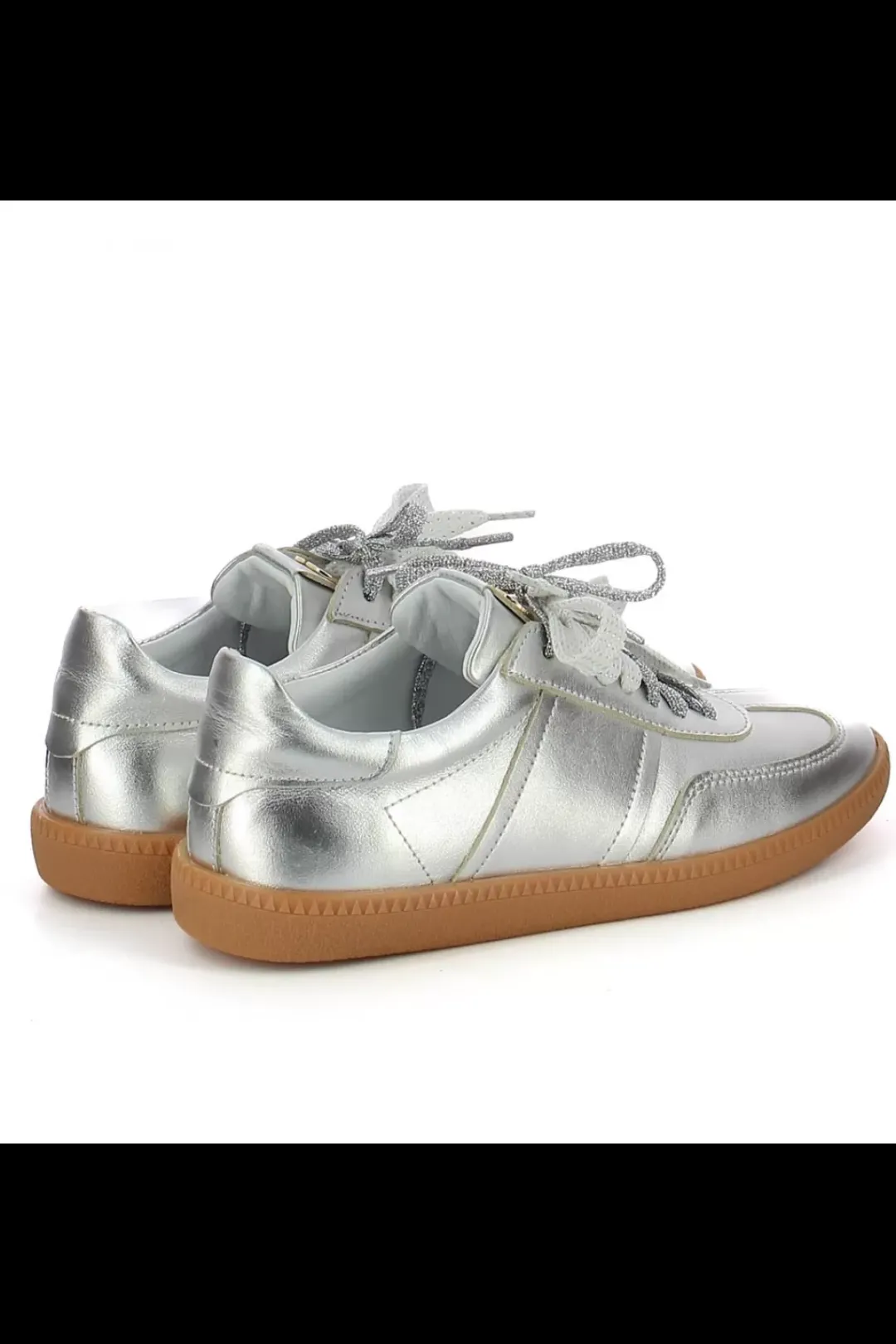 Damskie Carinii Skórzane Sneakersy Damskie*Srebrne sneakersy skórzane --B10331-080-000-000-000