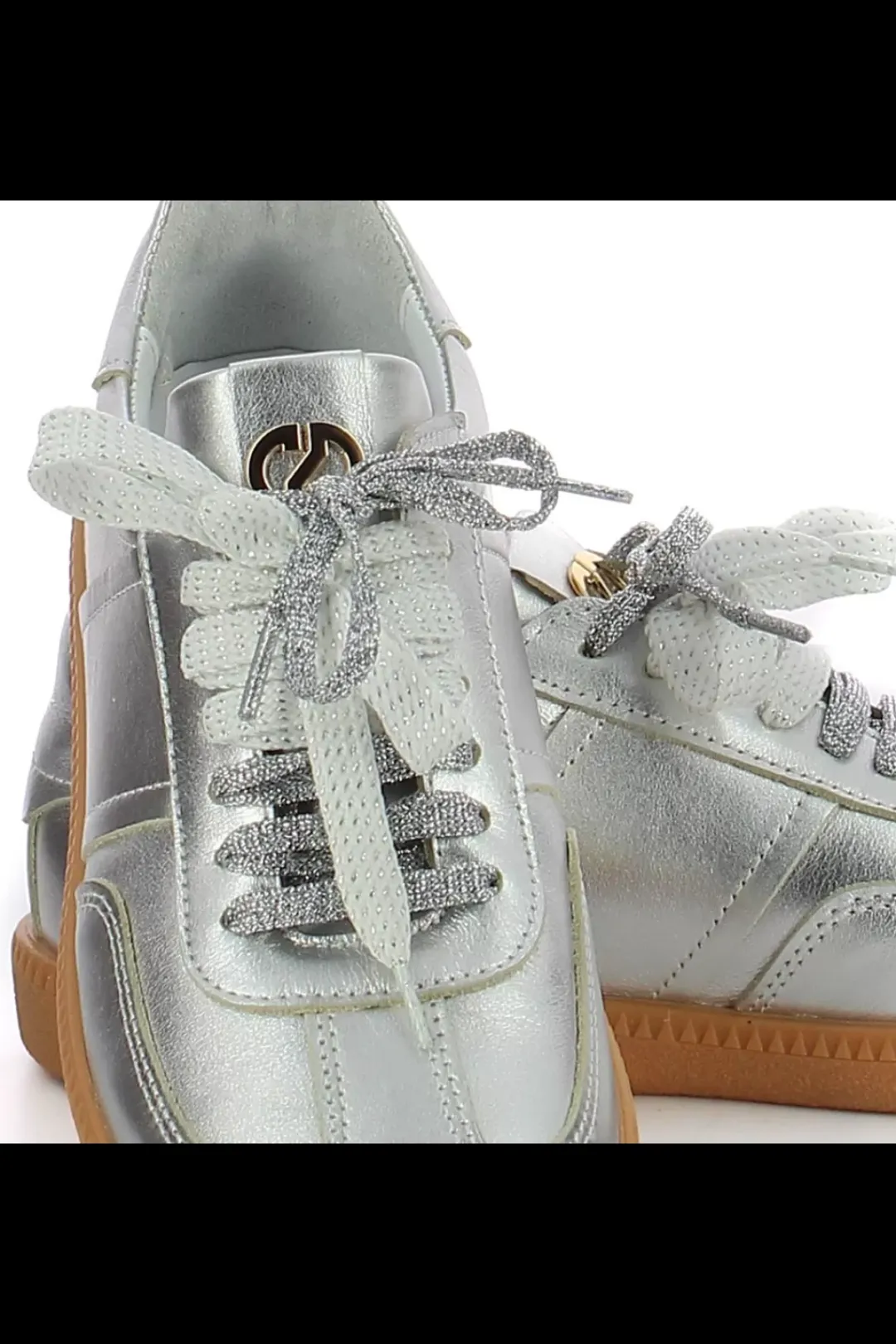 Damskie Carinii Skórzane Sneakersy Damskie*Srebrne sneakersy skórzane --B10331-080-000-000-000