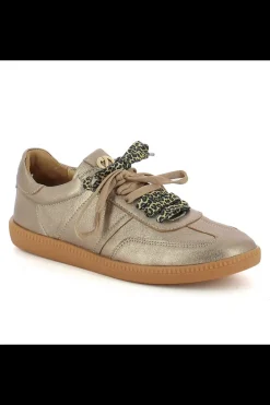 Damskie Carinii Skórzane Sneakersy Damskie*Złote sneakersy skórzane --B10331-180-000-000-000